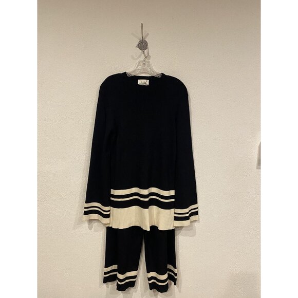 DISSH Madison Black Contrast Jumper Pant Set Womens Small Knit Ribbed Two Piece - Picture 2 of 6